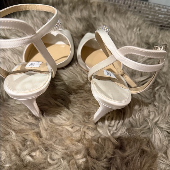 Jimmy Choo Ivory Satin Heels with Crystal Embellishment - Picture 7 of 8